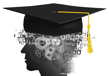 Image of a person illustration with a graduation cap.