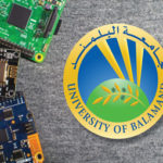 Image of computer chips and symbol for University of Balamand.